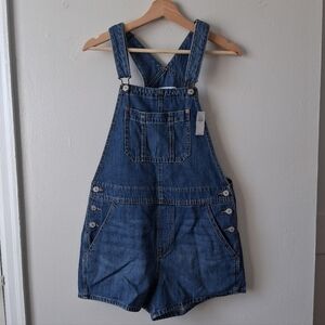 Old Navy Dark Blue Jean Short Overalls Cotton